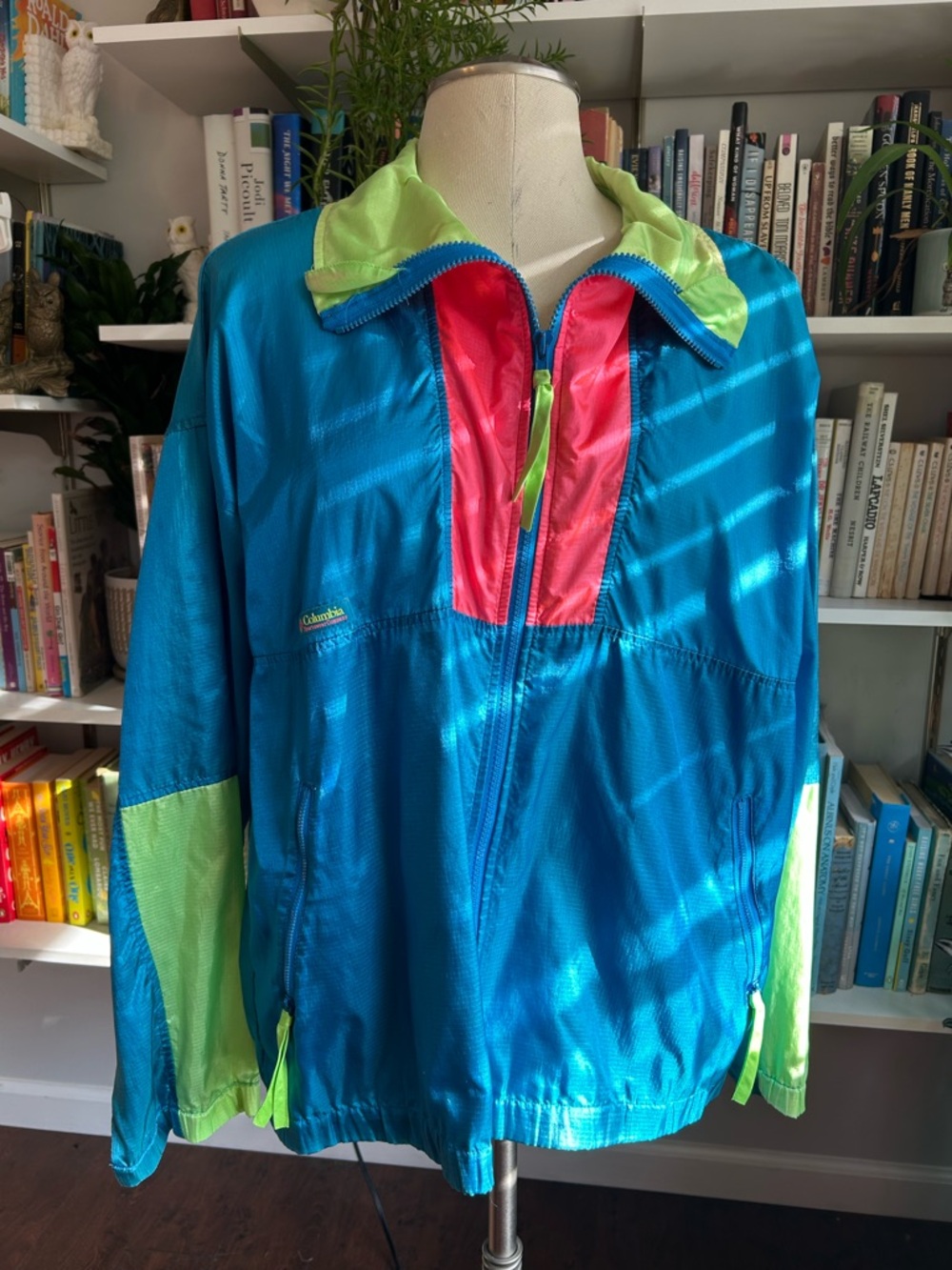 Columbia Teal Jacket with Neon Lime Trim